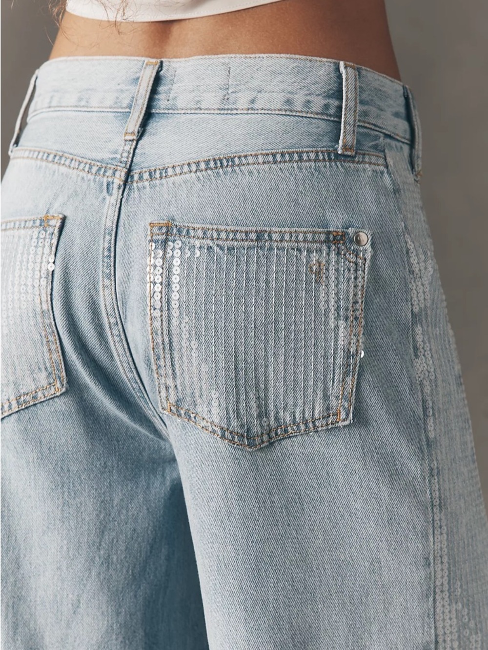 Anthropologie Pilcro Sequin Wide Leg Jeans Size 24 (00) Cowgirl Western Boho - Picture 3 of 15